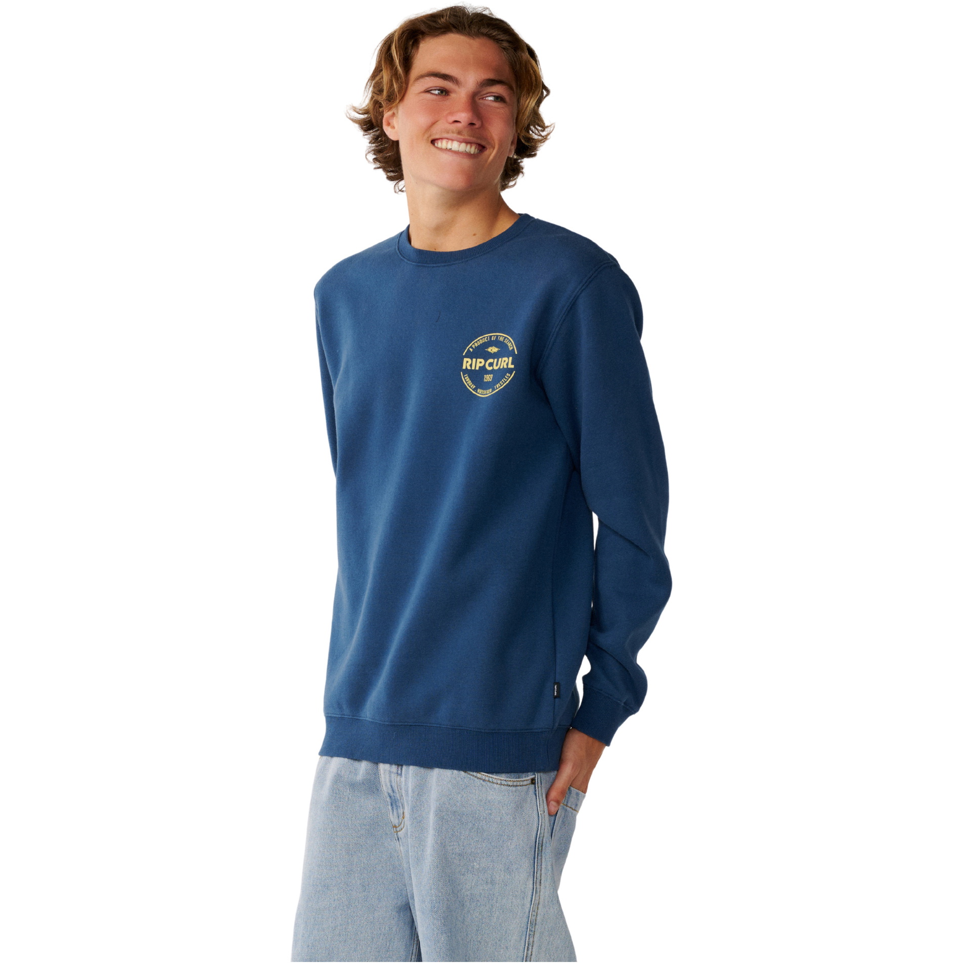2026 Rip Curl Mens Staple Crew Sweatshirt 0CEMFL - Light Navy